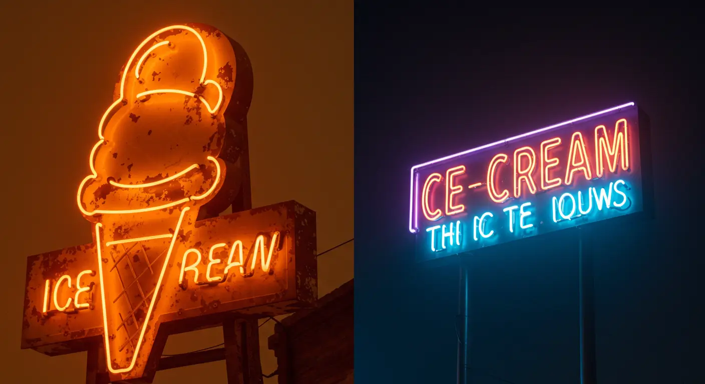 evolução do letreiro iluminado